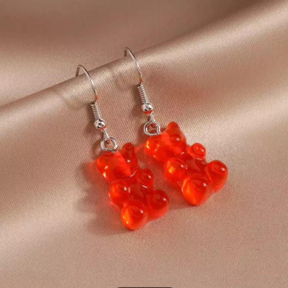 Blue Gummy Bear Candy Cartoon/Kawaii Gift for Kids/Teens Cute Retro Hook Earring - Picture 2 of 14
